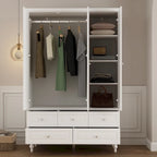 70.9H White Lacquered Armoires Wardrobes With Mirror Doors