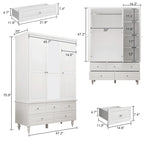 70.9H White Lacquered Armoires Wardrobes With Mirror Doors