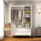 70.9H White Lacquered Armoires Wardrobes With Mirror Doors