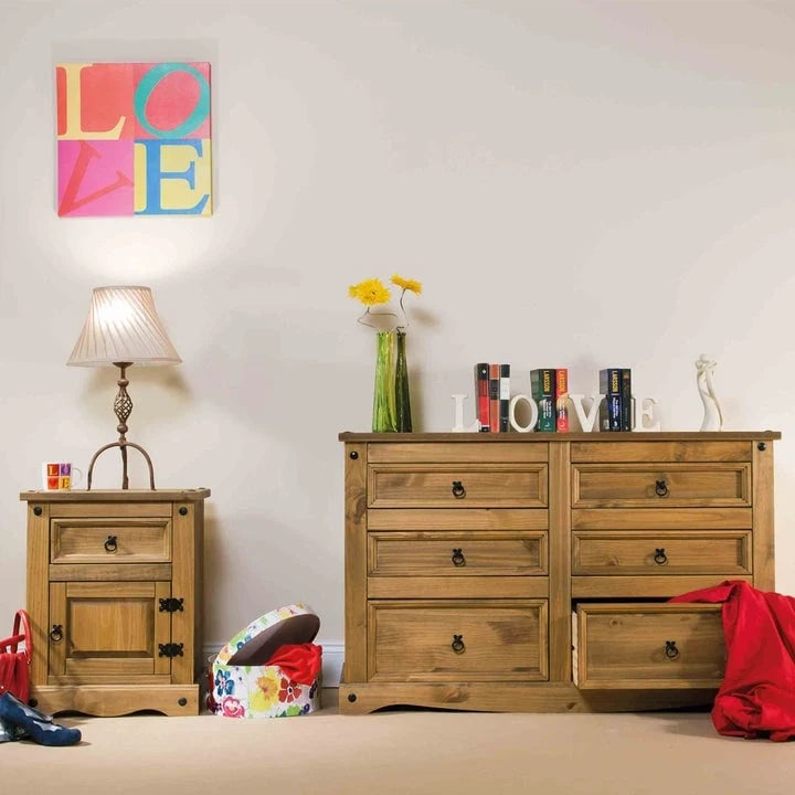 Wood Nighstand 1 Door 1 Drawer Corona Collection