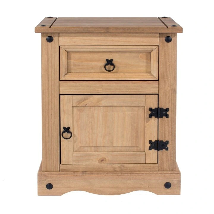 Wood Nighstand 1 Door 1 Drawer Corona Collection