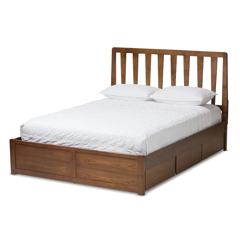 Modern Walnut Storage Bed