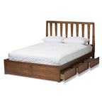 Modern Walnut Storage Bed