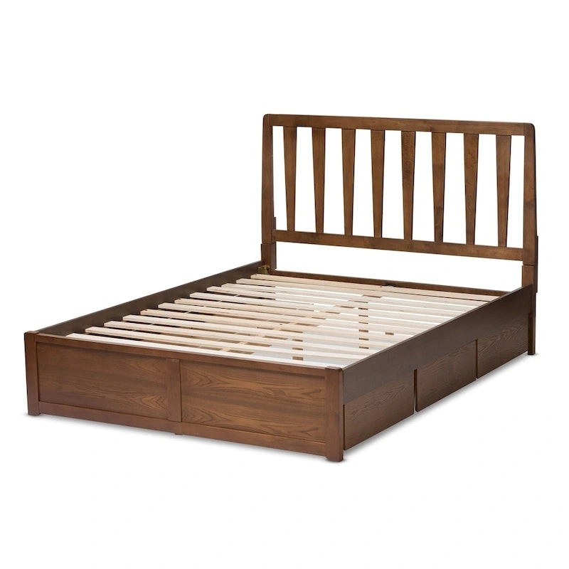 Modern Walnut Storage Bed