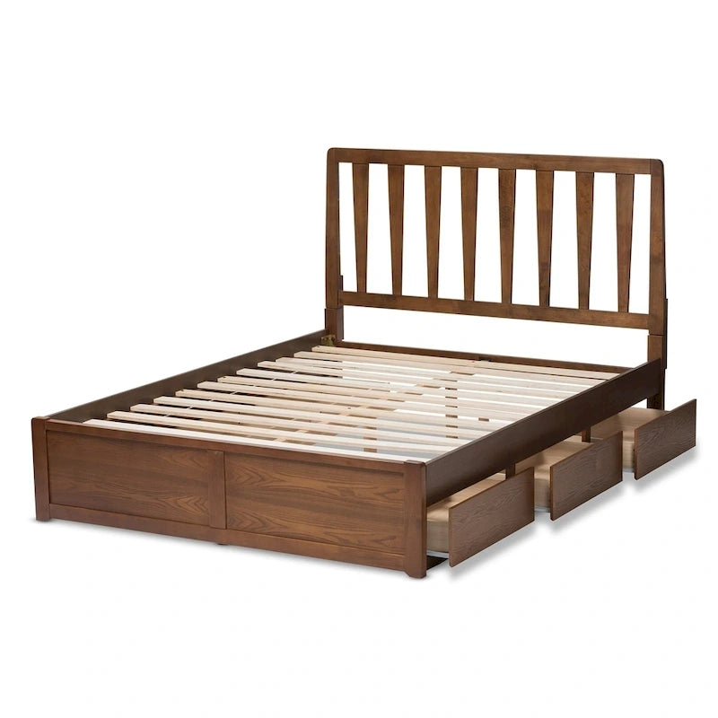 Modern Walnut Storage Bed