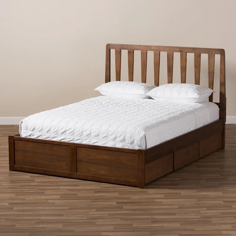 Modern Walnut Storage Bed