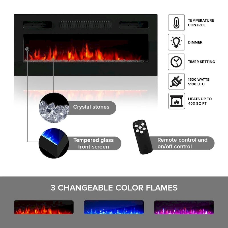 Lima EF Wall Mounted Electric Fireplace 72 TV Stand