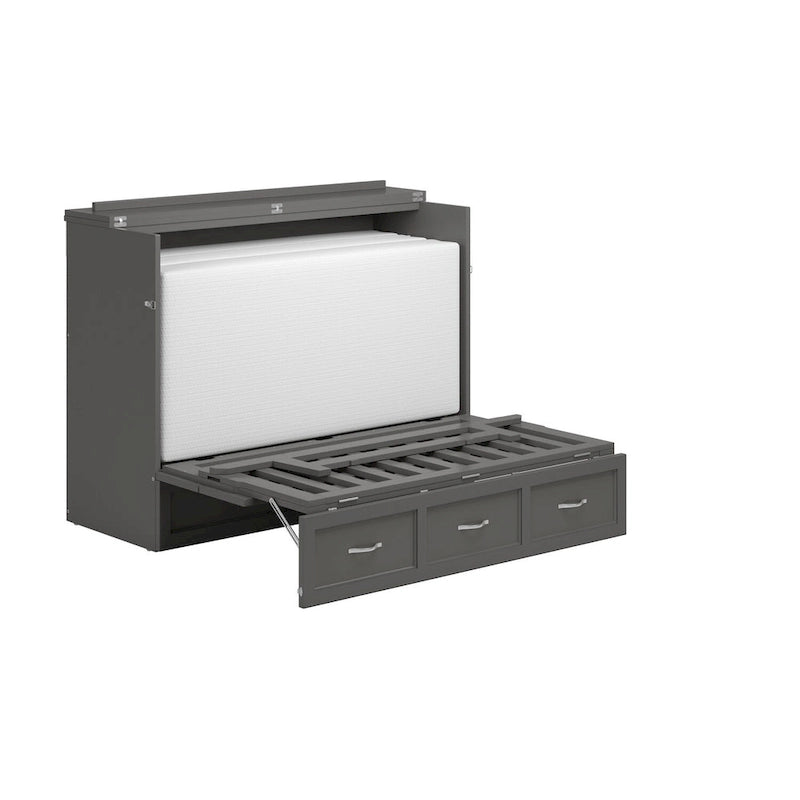 Northfield Full Murphy Bed Chest with Mattress in Grey