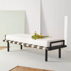 SAFAVIEH Couture Grizelda Teak Cushion Bench - 70 In W x 26 In D x 19 In H - 70Wx26Dx19H