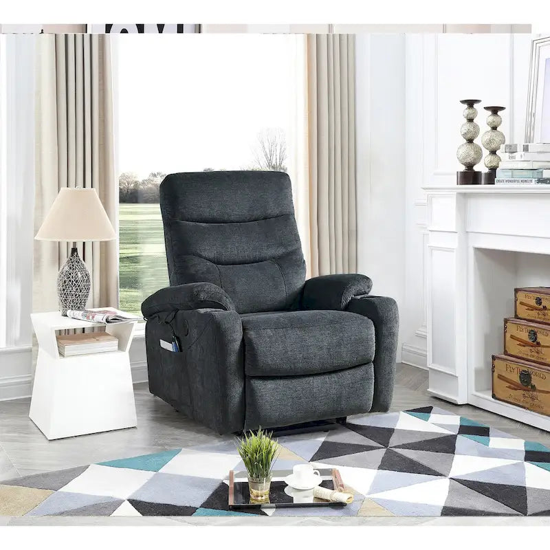 Liyasi Electric Power Lift Recliner Chair with Massage and Heat for Elderly, 3 Positions, 2 Side Pockets, Cup Holders, USB Char