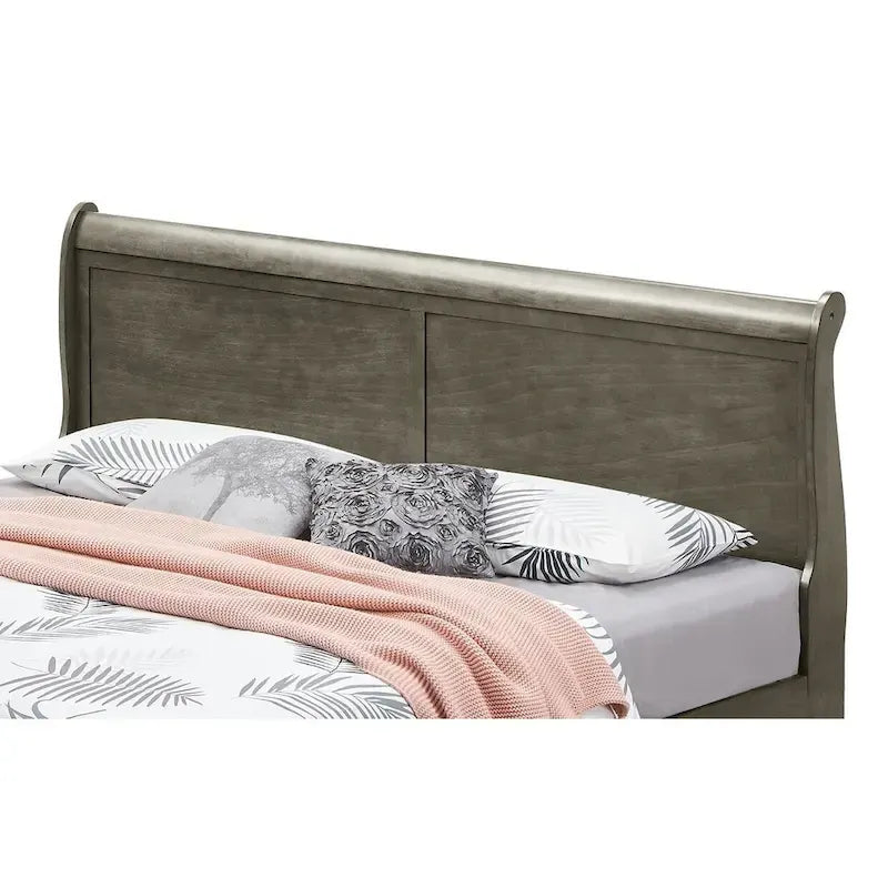 Louis Philippe King Storage Wood Panel Bed