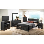 Louis Philippe King Storage Wood Panel Bed