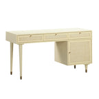 Wooden and Woven Rattan Three-Drawer Desk