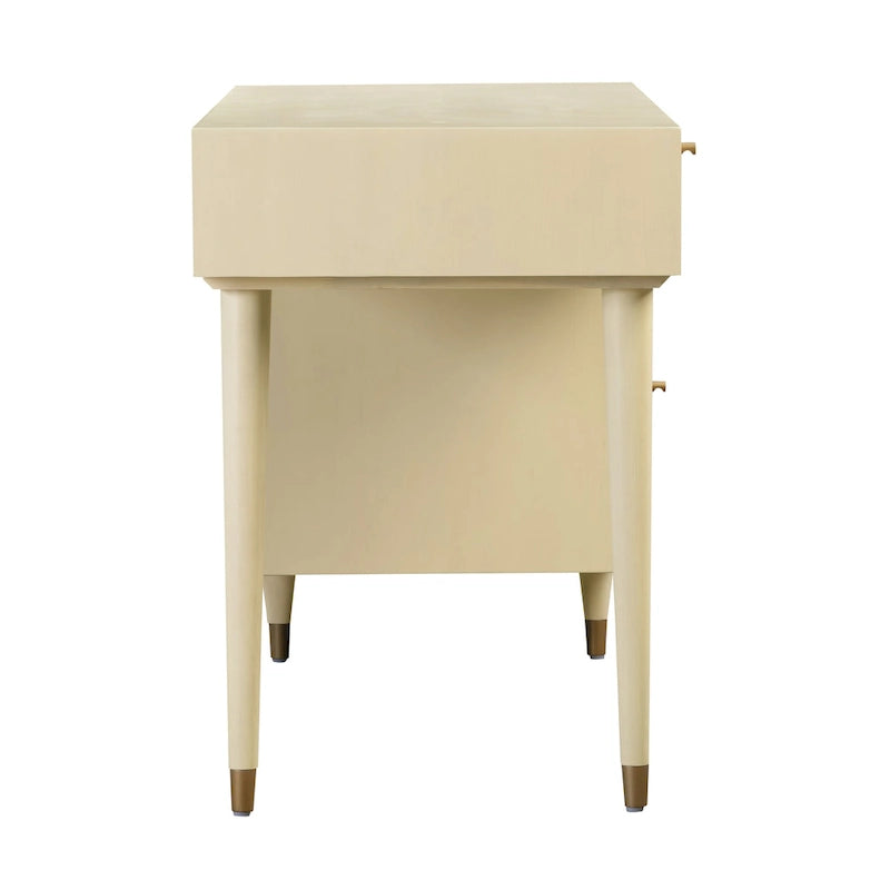 Wooden and Woven Rattan Three-Drawer Desk