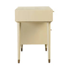 Wooden and Woven Rattan Three-Drawer Desk