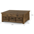 Rustic-Style Warm Nutmeg-Colored Lift-Top Storage Coffee Table with Wheels