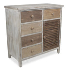 HomeRoots 32 Brown Rustic Solid Wood End Table Cabinet With Five Drawers - 31.75