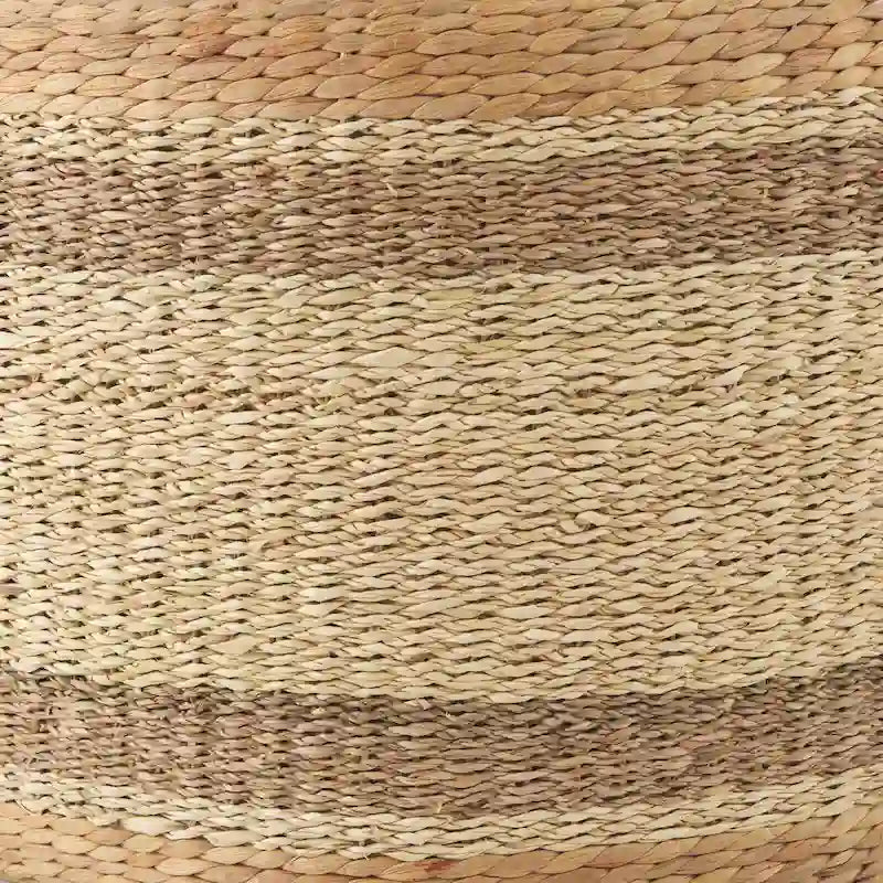 Mercana Maya Brown Striped Seagrass Round Coffee Table Pouf