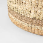 Mercana Maya Brown Striped Seagrass Round Coffee Table Pouf