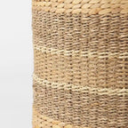 Mercana Maya Brown Striped Seagrass Round Coffee Table Pouf