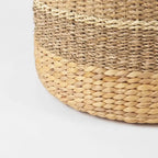 Mercana Maya Brown Striped Seagrass Round Coffee Table Pouf