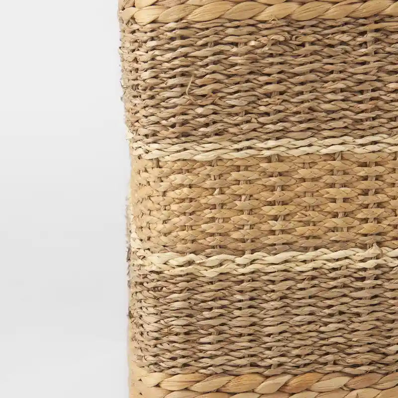 Mercana Maya Brown Striped Seagrass Round Coffee Table Pouf