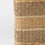 Mercana Maya Brown Striped Seagrass Round Coffee Table Pouf
