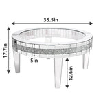 Round Glass Top Coffee Table with Crystal Inlay