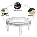 Round Glass Top Coffee Table with Crystal Inlay