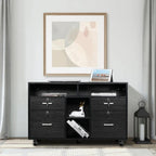 Black Wood Grain 4-drawers Wooden File Cabinet