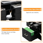 Black Wood Grain 4-drawers Wooden File Cabinet
