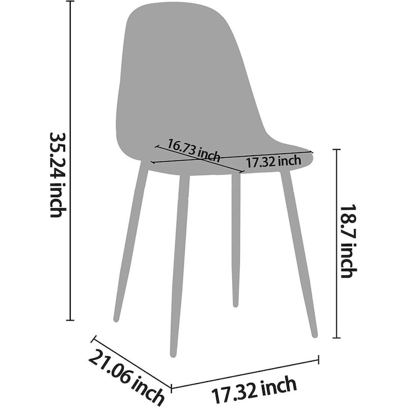 Washable PU Cushion Seat and Metal Legs Side Chair,Set of 4, Brown