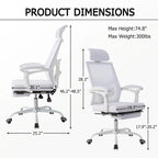 Office Chair With Foot Rest Ergonomic Swivel Mesh Task Office Chair