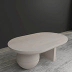 38 Inch Coffee Table, Oblong Mango Wood Top with a Modern Ball Leg