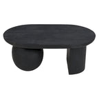 38 Inch Coffee Table, Oblong Mango Wood Top with a Modern Ball Leg