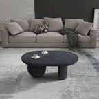 38 Inch Coffee Table, Oblong Mango Wood Top with a Modern Ball Leg
