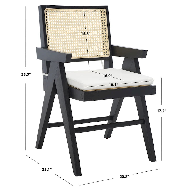 SAFAVIEH Couture Maiju Rattan Arm Chair - 21 In. W x 23 In. D x 34 In. H - 21Wx23Dx34H