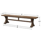 19" x 76" Solid Wood Farmhouse-Style Dining Table with Herringbone Trestle Base