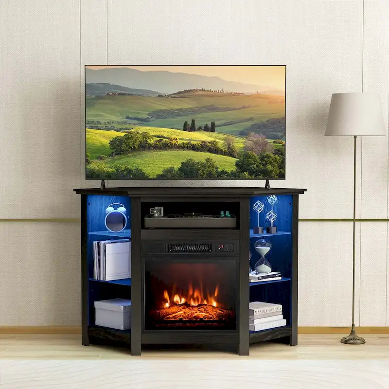 Costway Fireplace TV Stand w/ Led Lights & 18 Electric Fireplace for - See Details