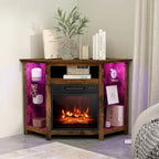 Costway Fireplace TV Stand w/ Led Lights & 18 Electric Fireplace for - See Details
