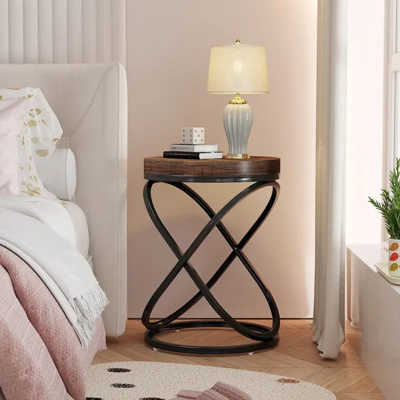 19.68 Inches Round End Side Table Nightstands for Living Room