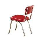Leather Upholstered Metallic Retro Dining Side Chair, Set of 2 - 32.5 H x 21 W x 17 L Inches