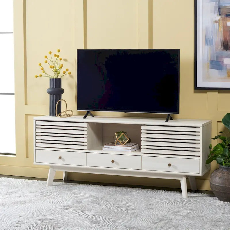 SAFAVIEH Ciera 3-Drawer Entertainment TV Media Stand (65 Flatscreen TV) - 58.7 In. x 15.2 In. x 23.9 In. - 59Wx15Dx24H