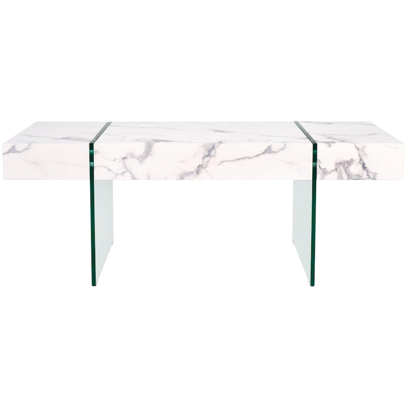SAFAVIEH Pluma Glass Leg Rectangular Coffee Table - 43.3 W x 23.6 L x 15.7 H - 43Wx24Dx16H