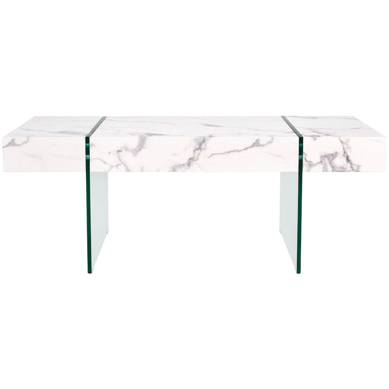 SAFAVIEH Pluma Glass Leg Rectangular Coffee Table - 43.3 W x 23.6 L x 15.7 H - 43Wx24Dx16H