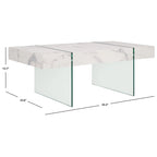 SAFAVIEH Pluma Glass Leg Rectangular Coffee Table - 43.3 W x 23.6 L x 15.7 H - 43Wx24Dx16H