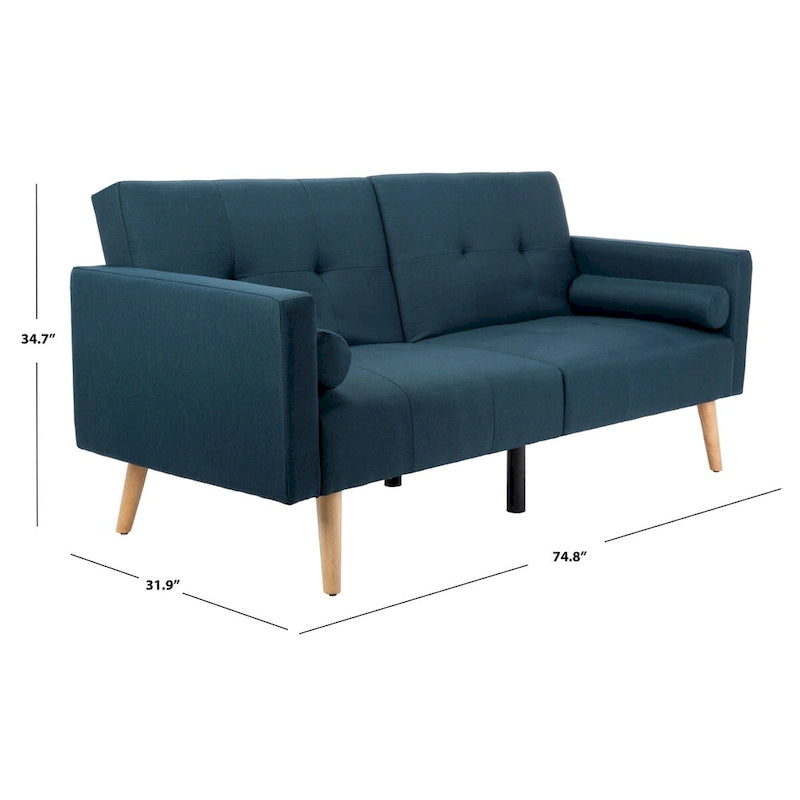 SAFAVIEH Tamekia Foldable Futon Bed with Pillow - 74.8 x 31.9 x 34.7