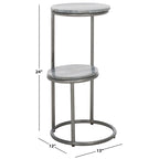 SAFAVIEH Milojka 2-Tier Marble Round Top Drink Table (Fully Assembled) - 13 In. W x 12 In. D x 24 In. H - 13Wx12Dx24H