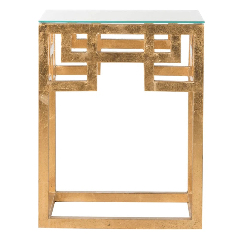 SAFAVIEH Porfiria Antique Gold Leaf End Table - 16 x 12 x 20.5 - 16Wx12Dx21H
