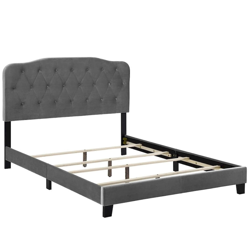 Queen-Size Velvet Upholstered Bed